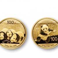  2013-2014年熊猫普制1/4盎司金币各一枚