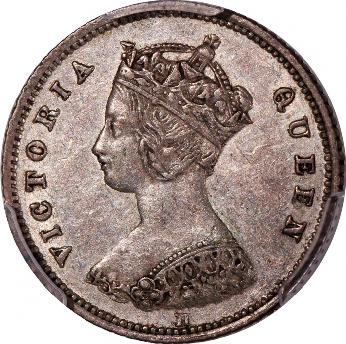  1874-H，1875-H及1876-H香港维多利亚一毫一组3枚，分别评PCGS VF35，AU55及XF45，#46484320，#46484359，#46484362