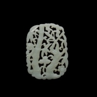  清白玉梅竹节节高升镂空玉牌 