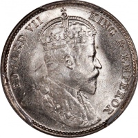  1905-H香港爱德华七世五仙，PCGS MS66，#46484348，PCGS纪录中少於20枚获更高分数