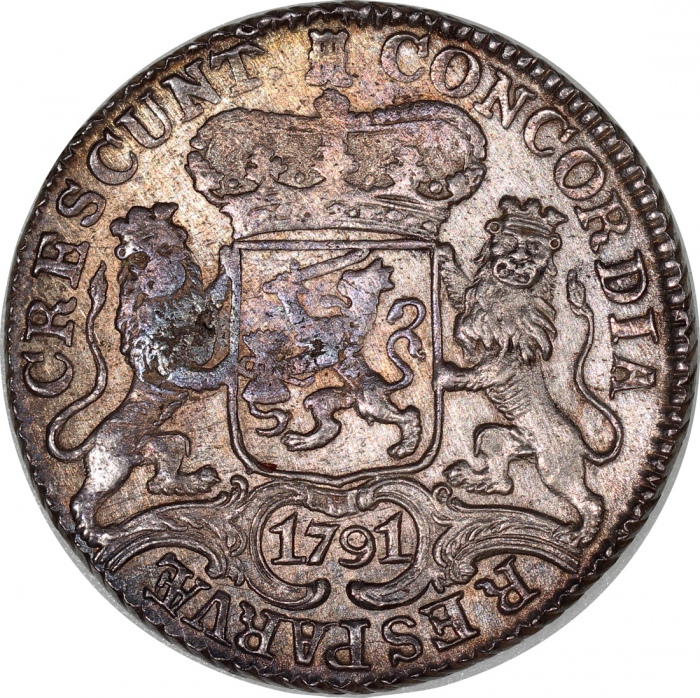  1791年荷兰泽兰杜卡顿银币，EF，有刮痕及细孔 Netherlands, Zeeland, silver ducaton, 1791, (KM-57.2), extremely fine, scra