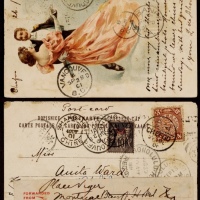  1901年烟台寄美国改寄加拿大明信片，贴蟠龙4分一枚