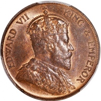  1905-H香港爱德华七世一仙，PCGS MS63RB，#46484330