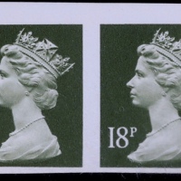  英国伊丽莎白女皇清票邮票18便士无齿新票横双连