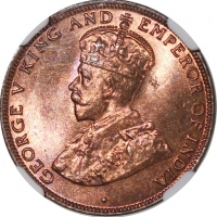  1933年香港1仙2枚一组，分别NGC MS65RB及MS65BN，#4492585-019，5956049-003 Hong Kong, a pair of copper 1 cent, 1933,