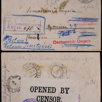  1916年天津寄奥匈帝国检查改退挂号封，战俘营免资专用信封，正盖天津德国客邮局7月29日戳