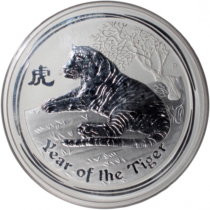 2010年澳洲虎年生肖纪念银币30元，总含银量32.1安士， Australia, 30 dollars, 2010, Perth Mint, Second Lunar Series, Year of
