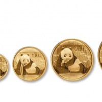 2015年熊猫纪念金币一组5枚 完未流通