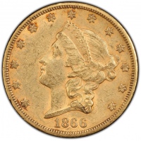  1866-S自由像双鹰金币 PCGS AU 58 1866-S Liberty Head Double Eagle