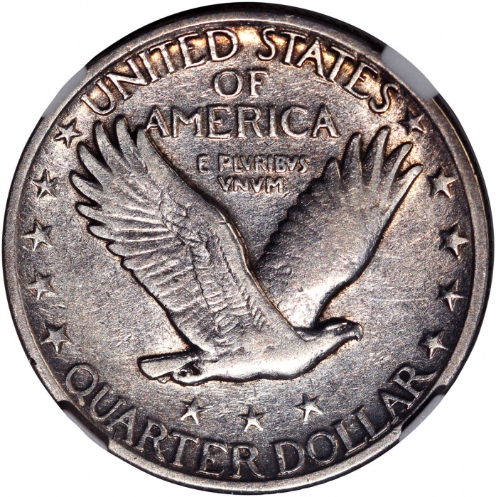  1927年美国25仙银币，NGC VF Details有清洗，#6450131-001 United States, silver 25 cents, "Standing Liberty Quarte