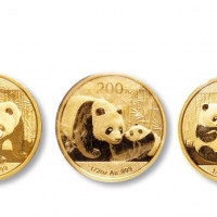  2009-2011年熊猫普制1/4盎司金币各一枚，共三枚