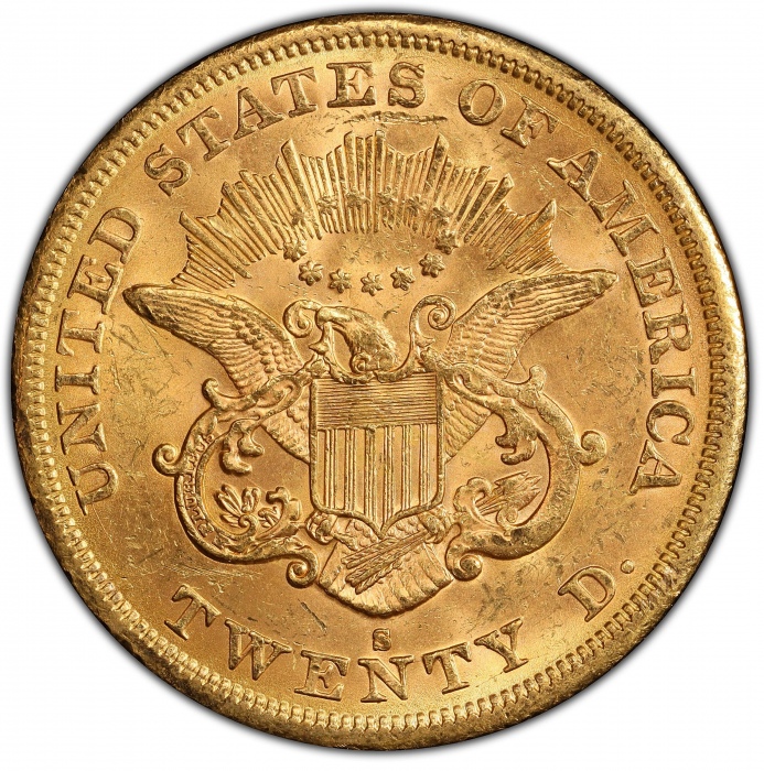  1864-S自由像双鹰金币 PCGS MS 63 1864-S Liberty Head Double Eagle