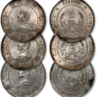  1927年孙中山像中华民国开国纪念币壹圆银币共三枚，打制规范，NGC XF、AU、UNC Detial（6174675-036、6174675-037、6174675-038）