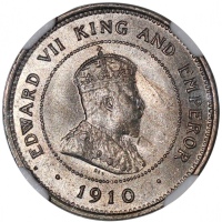  牙买加镍铜币4枚一组，包括1910年1/4便士，1918C 1/2便士，1903及1919C 1便士，分别评NGC MS65，MS63，MS64及MS64，#6376342-014, 015, 012