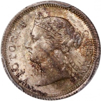  1872/62-H香港维多利亚五仙，罗马数字1版，PCGS MS63，#46484272，PCGS纪录中最高评分，罕版