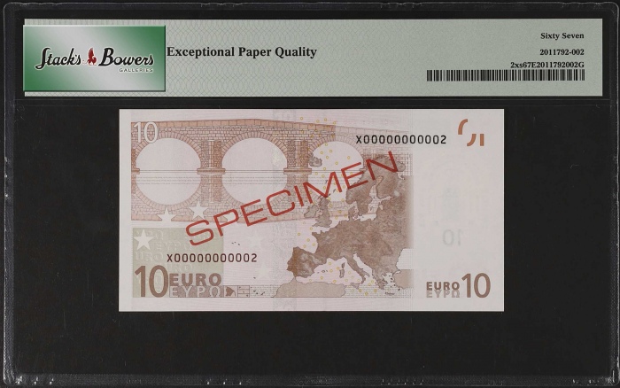  2002年10欧元样钞 PMG Gem Unc 67 EPQ European Central Bank. 10 Euro, 2002
