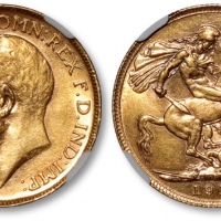  1918P澳洲乔治五世马剑1镑金币一枚，图案清晰优美，品相上佳，NGC AU58（6154493-001）