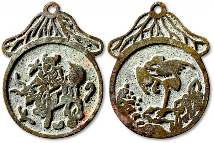  清“麒麟送子”背“仙鹤”挂花 极美品