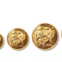  2004年熊猫纪念金币1盎司等一组5枚 完未流通