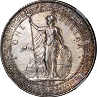  1902C英国贸易银元，NGC AU Details有严重清洗，#6466526-011 Great Britain, silver trade dollar, 1902C, NGC AU Detai