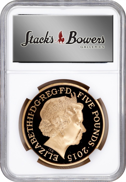  2015年英国丘吉尔纪念金币 NGC PF 69 GREAT BRITAIN. 5 Pounds