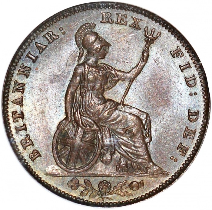  1831年英国1/4便士(法新)铜币，NGC MS64BN，#2061935-019 Great Britain, copper 1/4 penny (farthing), 1831, NGC MS6