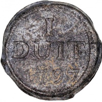  1797年荷属东印度爪哇紧急发行1兑锡币，VF Netherlands East Indies, Java, emergency tin duit, 1797, (KM-179, Scholten 4