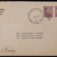  1935年上海寄美国船邮封，贴北平版烈士像10分三枚、伦敦版孙中山像25分一枚