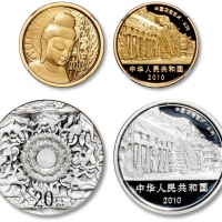  2010年中国石窟艺术-云冈石窟纪念1/2盎司金币、2盎司银币共2枚 NGC PF 70
