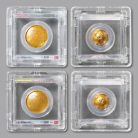  民国“禧”字纯金圆锭二枚一对，打“浙湖·万成·十足叶金”戳，重：14g，造型优美，金色纯正，寓意吉祥，少见，保存完好，公博 美82（35000276、35000277）