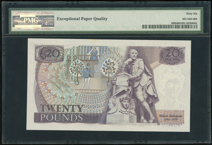  1970-80年英国贰拾镑，编号A68 300119，PMG66EPQ Bank of England, £20, ND(1970-80), serial number A68 300119, (Pi