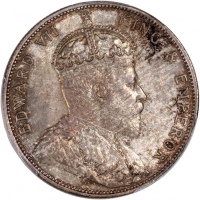  1902年香港爱德华七世半圆，首发年份，PCGS AU58，#46484255
