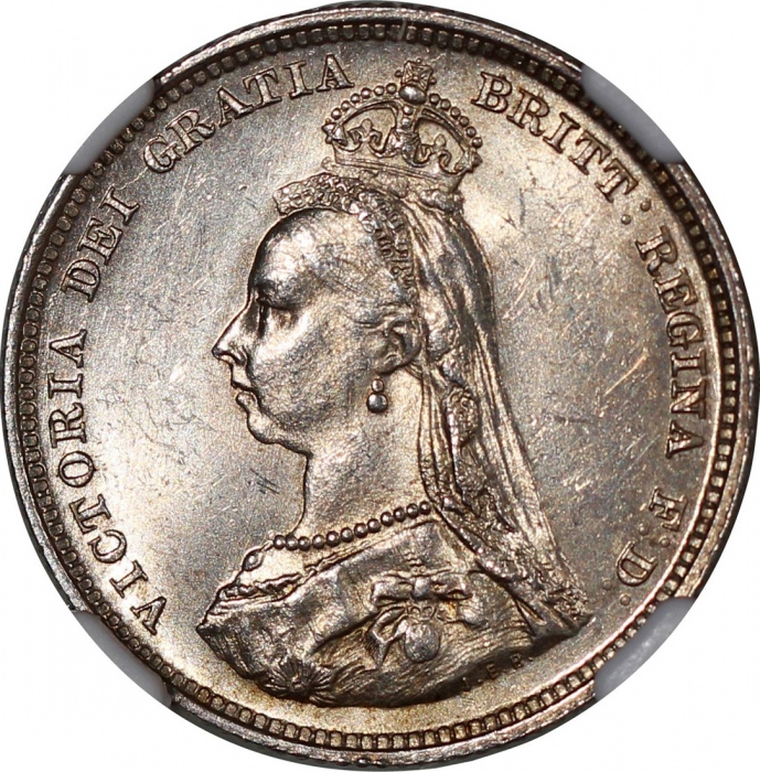 1883及1889年英国1先令银币2枚一组，后者為细肖像版，评NGC MS63及MS64，#6471020-002及#6471020-007 Great Britain, a pair of silv