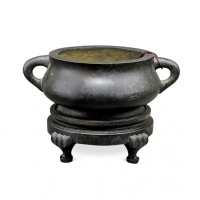  清“大明宣德年制”蚰耳炉一件，包浆熟美，闻德85（AAS2110120002002）