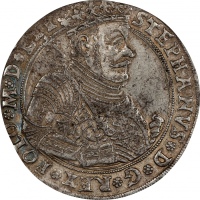  1585年波兰立陶宛巴托里银币 PCGS AU 53 POLAND. Lithuania. Taler
