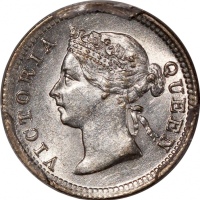  香港维多利亚钱币一组3枚，包括1866及1898年五仙，及1893年二毫，分别评PCGS AU Detail (有清洗)，AU58及VF35，#46484372，#46484404，#46484399