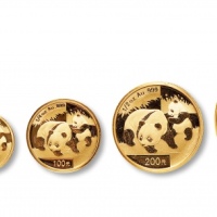  2008年熊猫纪念金币1盎司等一组5枚 完未流通