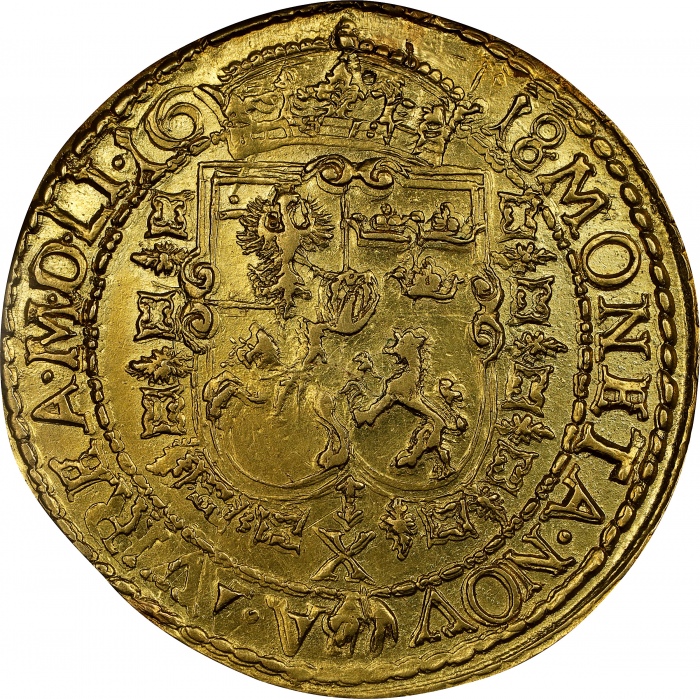  1618年波兰立陶宛西格蒙德三世金币 PCGS AU Details POLAND. Lithuania. 10 Ducats