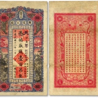  民国十八年（1929年）黑龙江省广信公司壹百吊，天字号，少见，色彩浓郁清晰，原汁原味，八成新