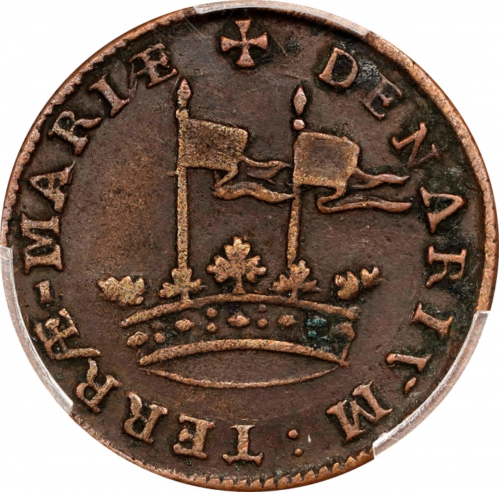  1659年马里兰州巴尔的摩铜币 PCGS VF 35 Maryland Lord Baltimore Denarium.