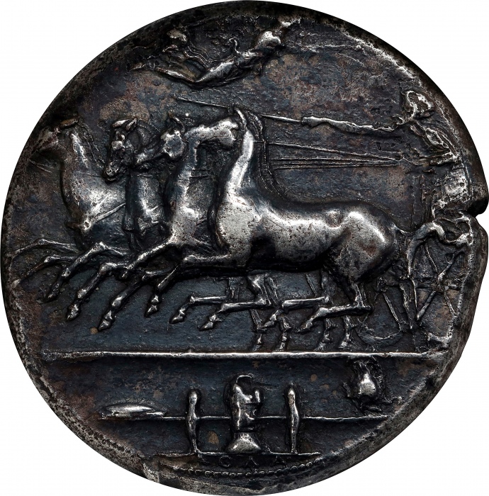  公元前406-367年西西里岛狄奥尼修斯一世银币 NGC Ancients XF SICILY. Syracuse. Dionysios I