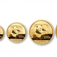 2014年熊猫纪念金币一组5枚 完未流通
