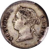  1880-H，1881，1883及1884年香港维多利亚五仙一组4枚，分别评 PCGS AU Detail (有清洗)，AU Detail (有清洗)，XF Detail (有打戳)及AU Detai