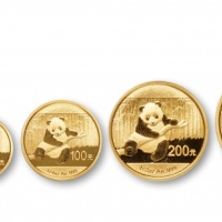  2014年熊猫纪念金币一组5枚 完未流通