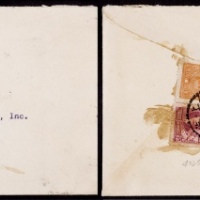  1948年上海寄美国航空封，贴梅花版孙中山像2万元一枚、100万元四枚，合法币402万元，折合金圆1.34元，中信版孙中山像30分加盖金圆半分两枚