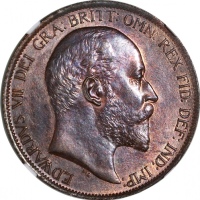  1902年英国1便士，NGC MS63BN，#6469742-012 Great Britain, 1 penny, 1902, high sea level,NGC MS63BN, #6469742