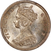  1863/33年香港维多利亚一毫，骑字版，PCGS MS63，#46484209，PCGS纪录中第三高分