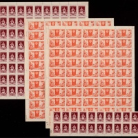  1954年纪29第一届全国人民代表大会新票共100套，含（2-1）整版80枚及连票20枚，（2-2）为版张100枚