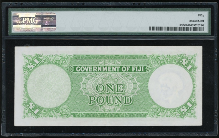  1976年斐济一镑，编号C/22 160287，PMG50 Fiji, £1, 1967, serial number C/22 160287, (Pick 53i), PMG 50.