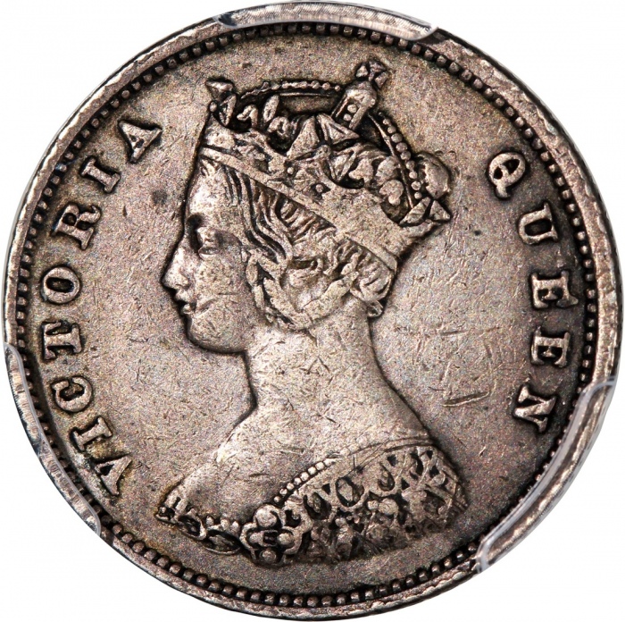  1864年香港维多利亚一毫，PCGS VF35，#46484186，不论任何评级皆為罕品